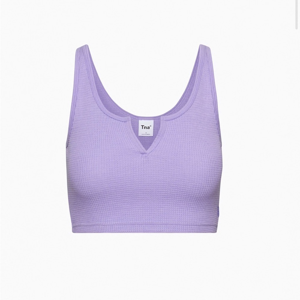 BNWT Aritzia Tna Waffle Notch Crop Tank, Petal Purple, Size Large
